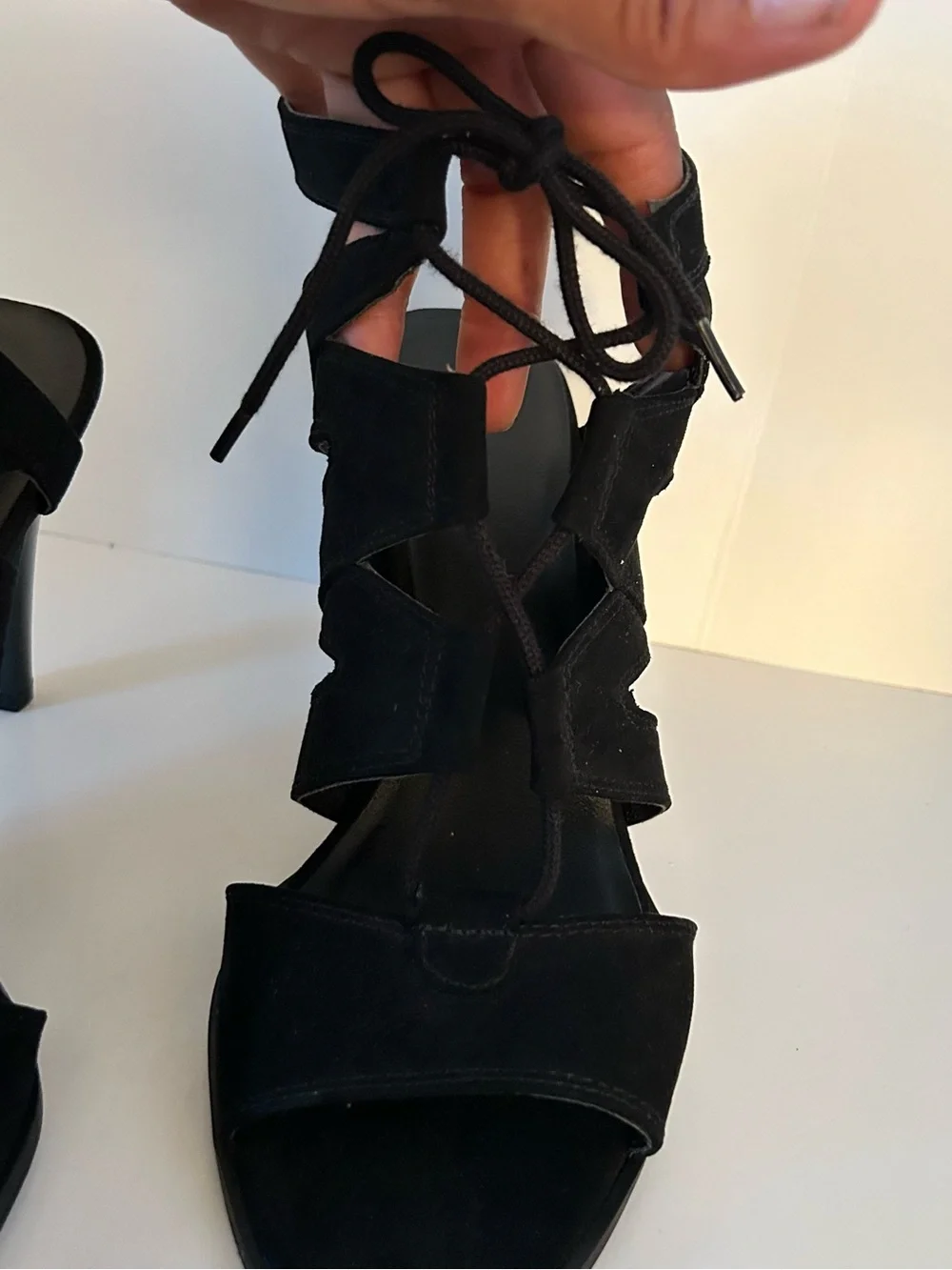 Simply Vera Vera Wang Black Suede Lace-Up Cutout High Heels